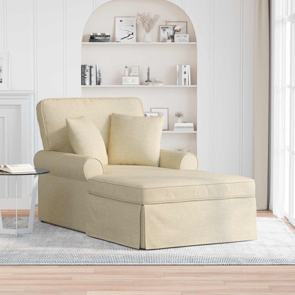 Produktbild för Chaise Lounge med Kjol med kudde med kudde 3 pcs Kräm tyg
