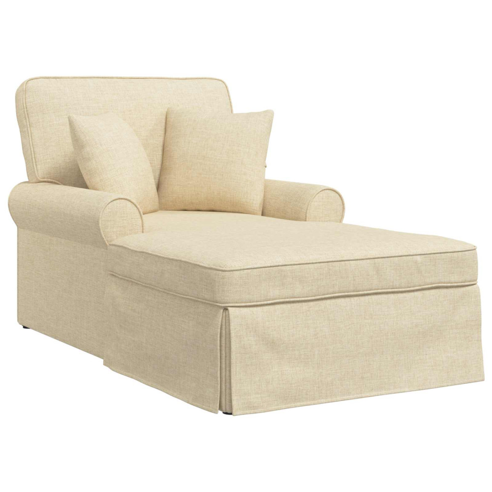 Produktbild för Chaise Lounge med Kjol med kudde med kudde 3 pcs Kräm tyg