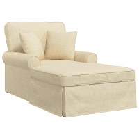 Produktbild för Chaise Lounge med Kjol med kudde med kudde 3 pcs Kräm tyg