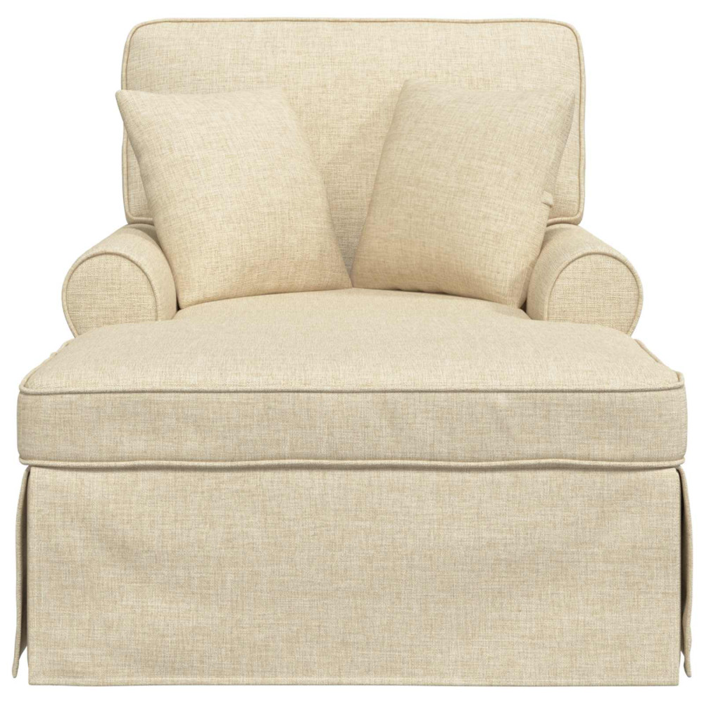 Produktbild för Chaise Lounge med Kjol med kudde med kudde 3 pcs Kräm tyg
