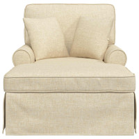 Produktbild för Chaise Lounge med Kjol med kudde med kudde 3 pcs Kräm tyg