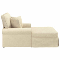 Produktbild för Chaise Lounge med Kjol med kudde med kudde 3 pcs Kräm tyg