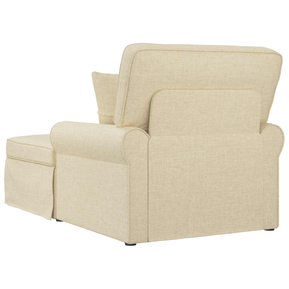 Produktbild för Chaise Lounge med Kjol med kudde med kudde 3 pcs Kräm tyg
