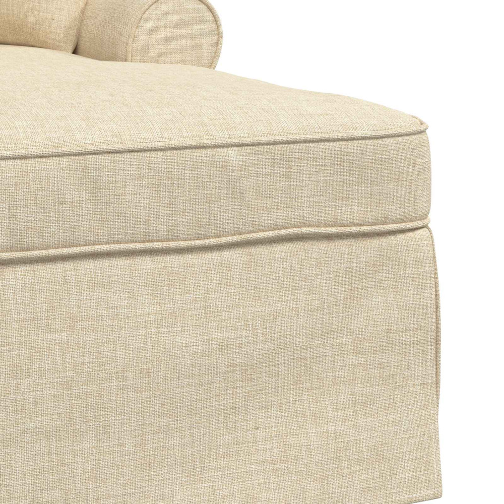 Produktbild för Chaise Lounge med Kjol med kudde med kudde 3 pcs Kräm tyg