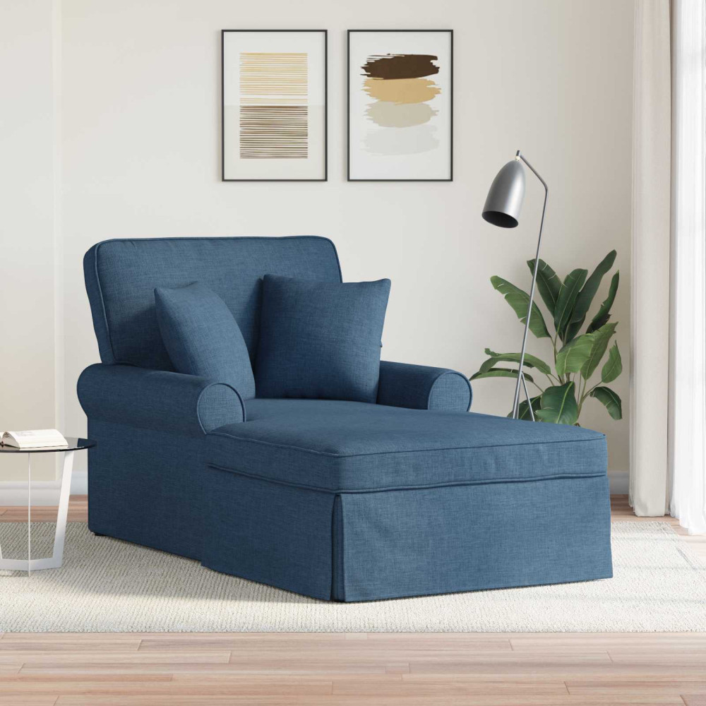 Produktbild för Chaise Lounge med Kjol med kudde med kudde 3 pcs Blå tyg