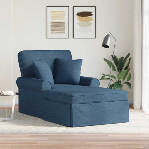 vidaXL Chaise Lounge med Kjol med kudde med kudde 3 pcs Blå tyg