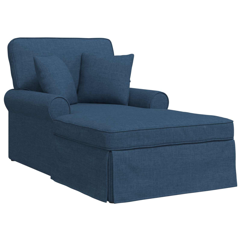 Produktbild för Chaise Lounge med Kjol med kudde med kudde 3 pcs Blå tyg