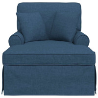 Produktbild för Chaise Lounge med Kjol med kudde med kudde 3 pcs Blå tyg