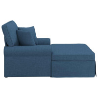 Produktbild för Chaise Lounge med Kjol med kudde med kudde 3 pcs Blå tyg
