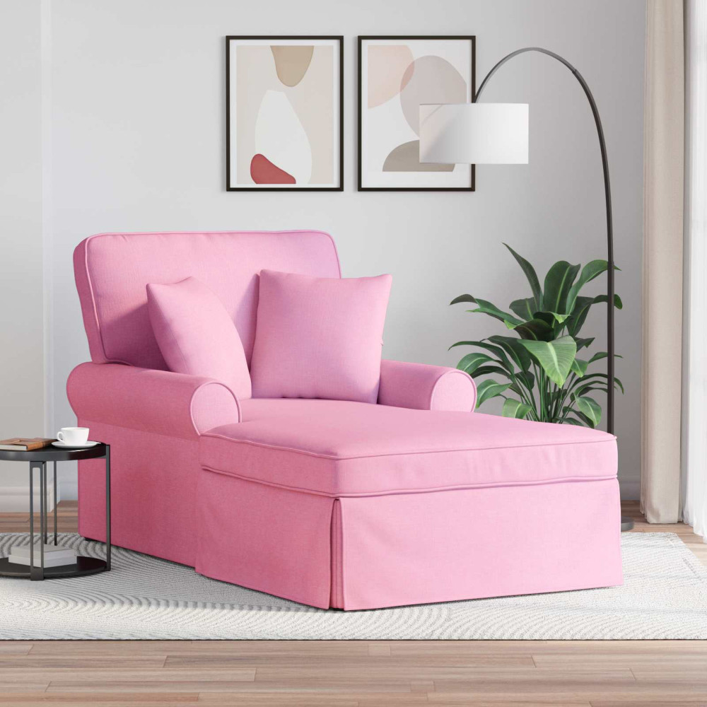 Produktbild för Chaise Lounge med Kjol med kudde med kudde 3 pcs Rosa tyg