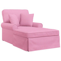 Produktbild för Chaise Lounge med Kjol med kudde med kudde 3 pcs Rosa tyg