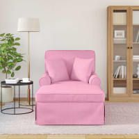 Produktbild för Chaise Lounge med Kjol med kudde med kudde 3 pcs Rosa tyg