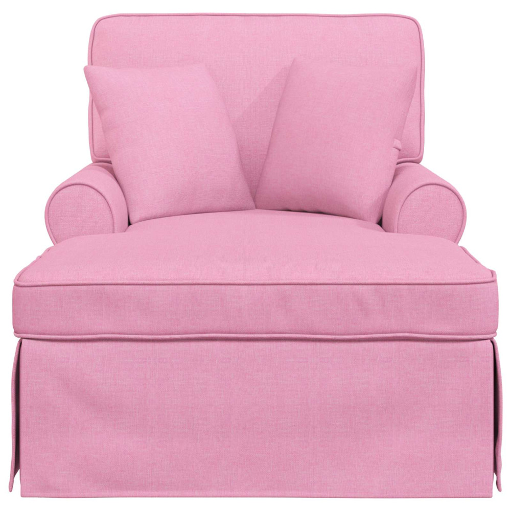 Produktbild för Chaise Lounge med Kjol med kudde med kudde 3 pcs Rosa tyg