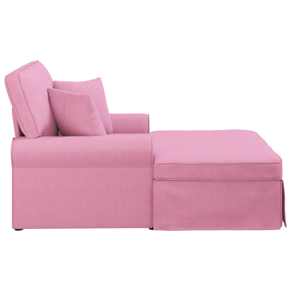 Produktbild för Chaise Lounge med Kjol med kudde med kudde 3 pcs Rosa tyg