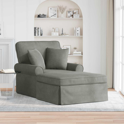 vidaXL Chaise Lounge med Kjol med kudde 3 pcs Ljusgrå Kordread tyg