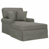 Produktbild för Chaise Lounge med Kjol med kudde 3 pcs Ljusgrå Kordread tyg