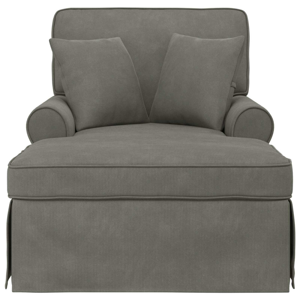 Produktbild för Chaise Lounge med Kjol med kudde 3 pcs Ljusgrå Kordread tyg