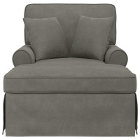 Produktbild för Chaise Lounge med Kjol med kudde 3 pcs Ljusgrå Kordread tyg