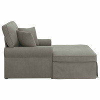 Produktbild för Chaise Lounge med Kjol med kudde 3 pcs Ljusgrå Kordread tyg