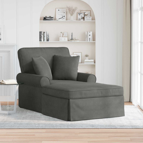 vidaXL Chaise Lounge med Kjol med kudde 3 pcs Mörkgrå Kordread tyg