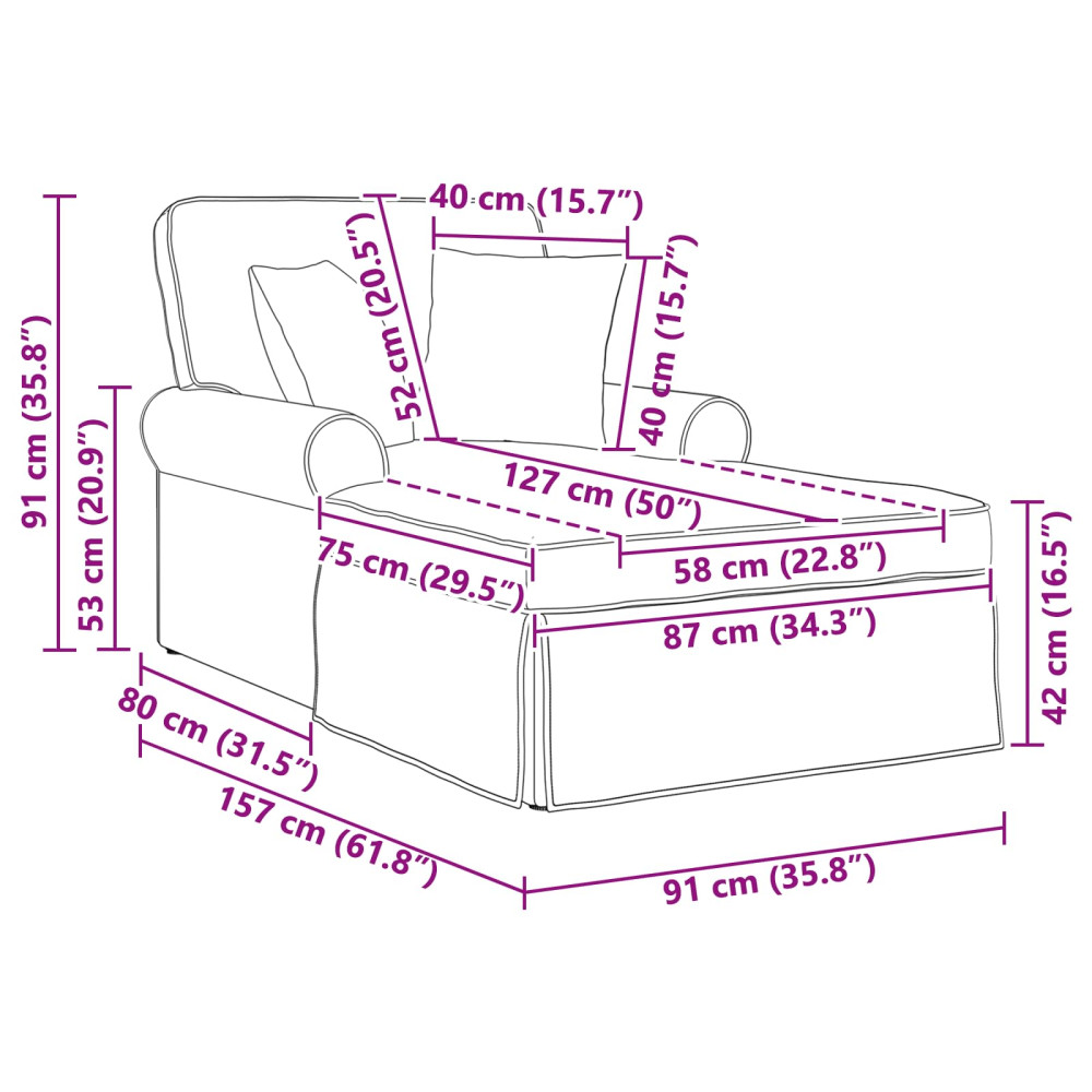 Produktbild för Chaise Lounge med Kjol med kudde 3 pcs Mörkgrå Kordread tyg