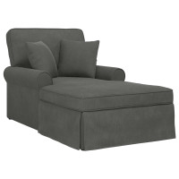 Produktbild för Chaise Lounge med Kjol med kudde 3 pcs Mörkgrå Kordread tyg