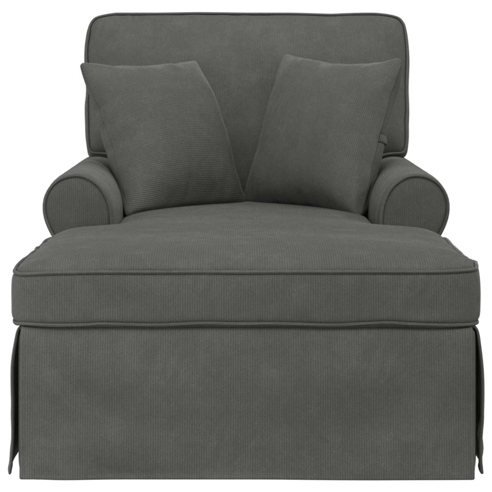 Produktbild för Chaise Lounge med Kjol med kudde 3 pcs Mörkgrå Kordread tyg