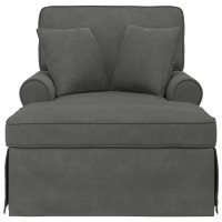 Produktbild för Chaise Lounge med Kjol med kudde 3 pcs Mörkgrå Kordread tyg
