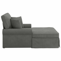 Produktbild för Chaise Lounge med Kjol med kudde 3 pcs Mörkgrå Kordread tyg