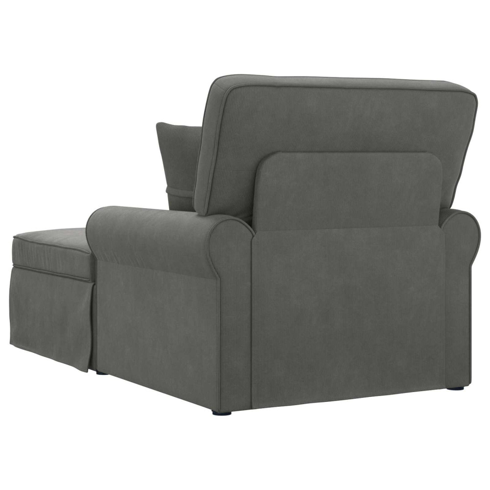 Produktbild för Chaise Lounge med Kjol med kudde 3 pcs Mörkgrå Kordread tyg