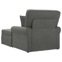 Produktbild för Chaise Lounge med Kjol med kudde 3 pcs Mörkgrå Kordread tyg