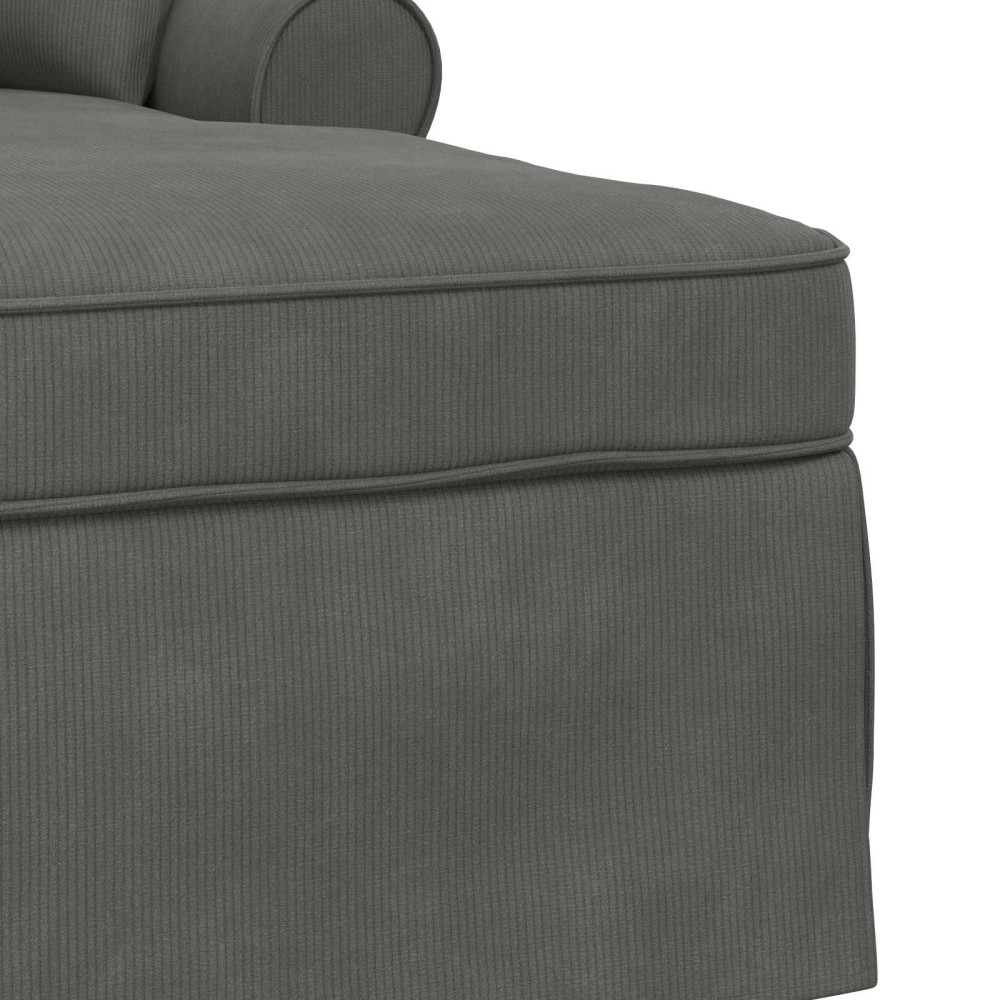 Produktbild för Chaise Lounge med Kjol med kudde 3 pcs Mörkgrå Kordread tyg