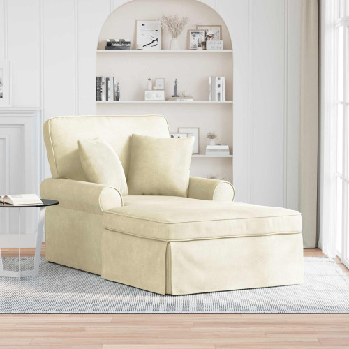 vidaXL Chaise Lounge med Kjol med kudde 3 pcs Kräm Kordread tyg