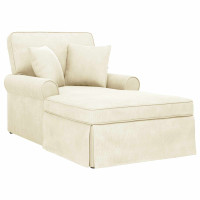 Produktbild för Chaise Lounge med Kjol med kudde 3 pcs Kräm Kordread tyg