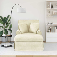 Produktbild för Chaise Lounge med Kjol med kudde 3 pcs Kräm Kordread tyg