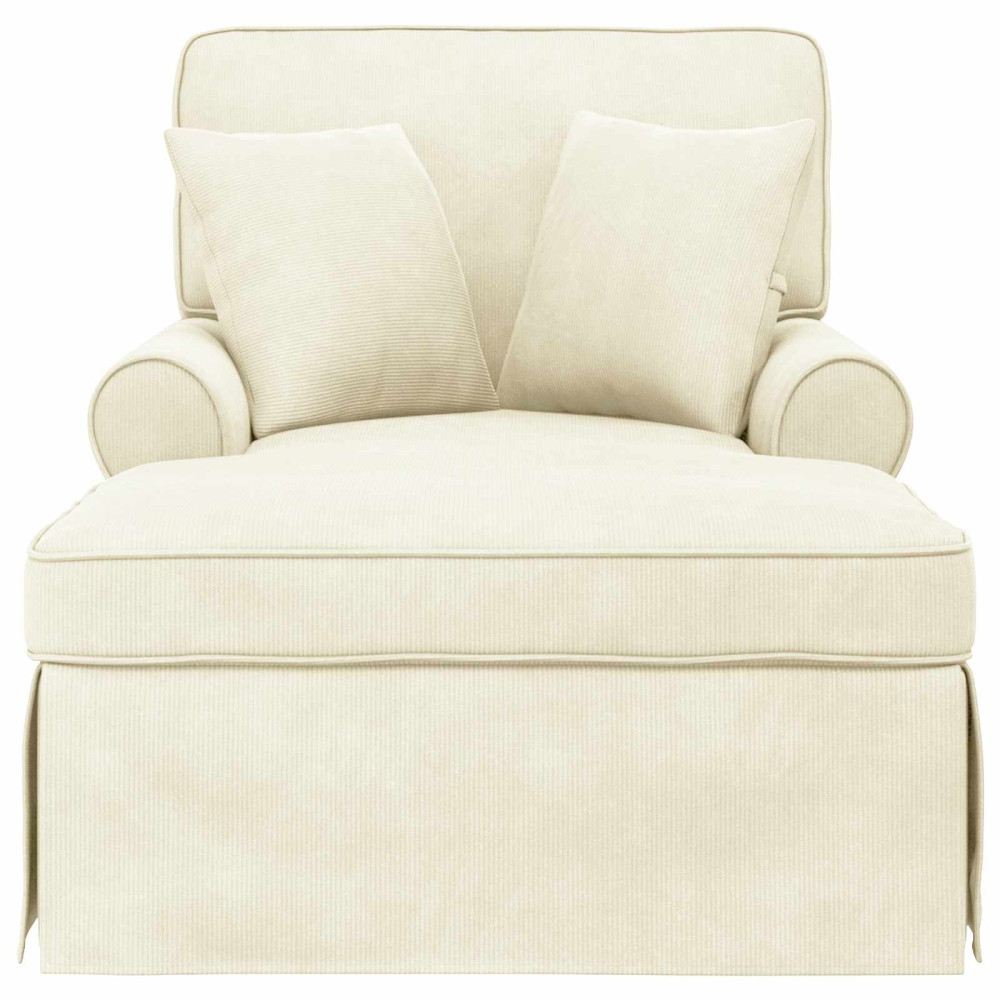 Produktbild för Chaise Lounge med Kjol med kudde 3 pcs Kräm Kordread tyg