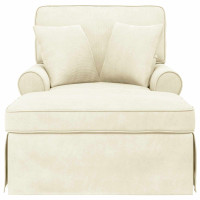 Produktbild för Chaise Lounge med Kjol med kudde 3 pcs Kräm Kordread tyg