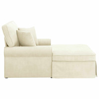 Produktbild för Chaise Lounge med Kjol med kudde 3 pcs Kräm Kordread tyg