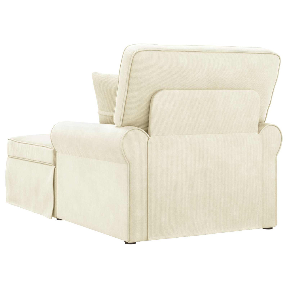 Produktbild för Chaise Lounge med Kjol med kudde 3 pcs Kräm Kordread tyg