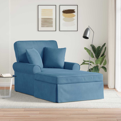 vidaXL Chaise Lounge med Kjol med kudde 3 pcs Blå Kordread tyg