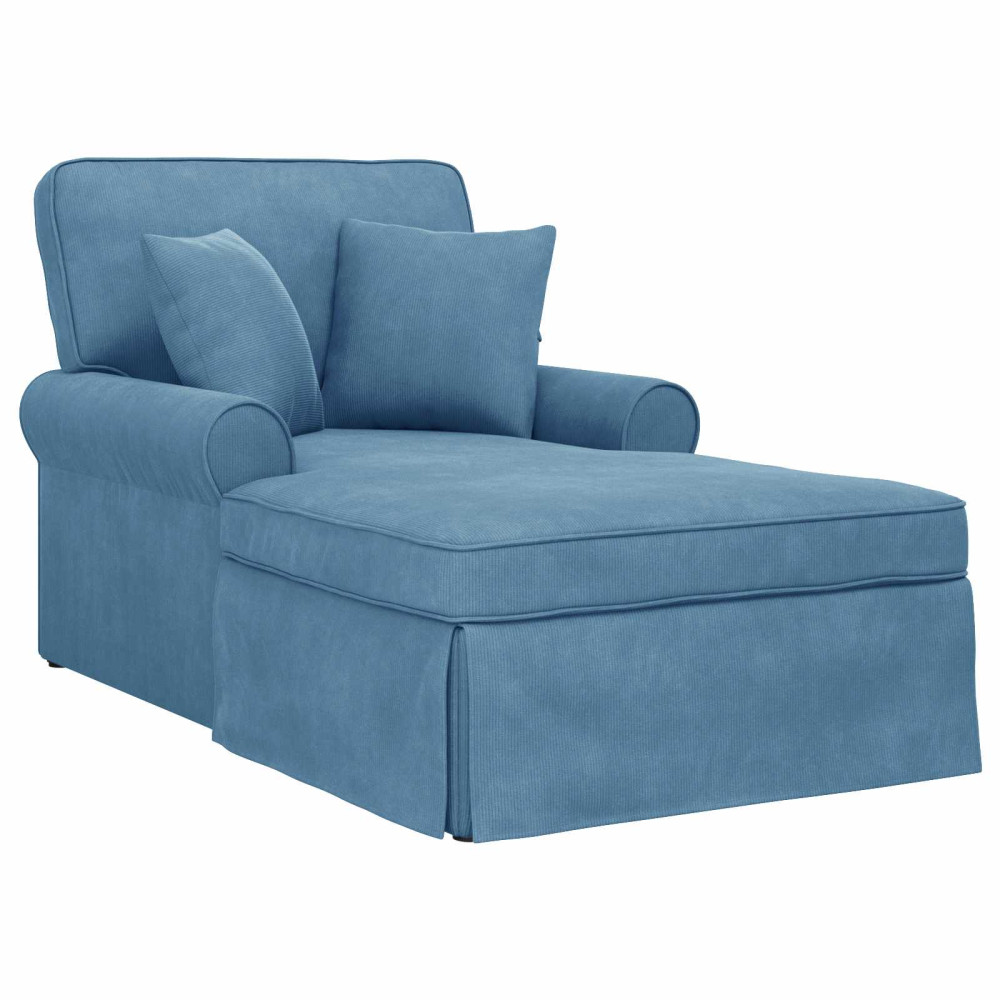 Produktbild för Chaise Lounge med Kjol med kudde 3 pcs Blå Kordread tyg