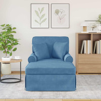 Produktbild för Chaise Lounge med Kjol med kudde 3 pcs Blå Kordread tyg