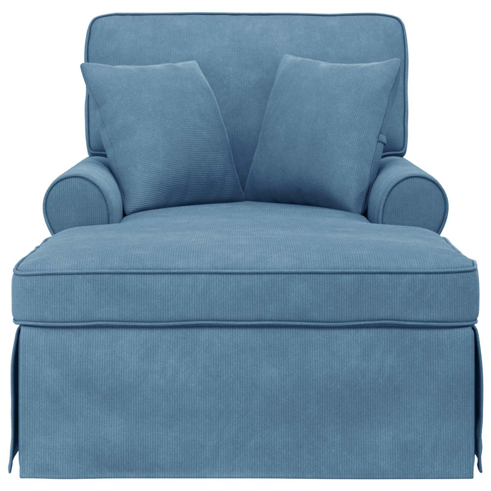 Produktbild för Chaise Lounge med Kjol med kudde 3 pcs Blå Kordread tyg