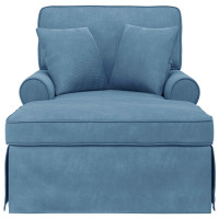 Produktbild för Chaise Lounge med Kjol med kudde 3 pcs Blå Kordread tyg