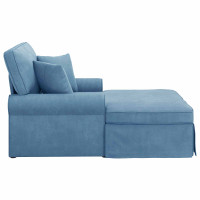 Produktbild för Chaise Lounge med Kjol med kudde 3 pcs Blå Kordread tyg