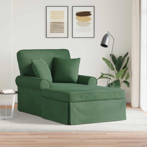 vidaXL Chaise Lounge med Kjol med kudde 3 pcs Jungelgrön Kordread tyg