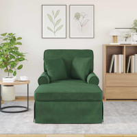 Produktbild för Chaise Lounge med Kjol med kudde 3 pcs Jungelgrön Kordread tyg