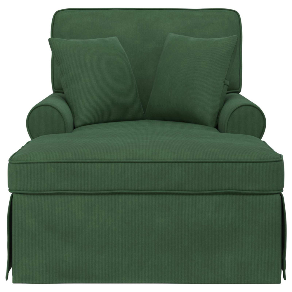 Produktbild för Chaise Lounge med Kjol med kudde 3 pcs Jungelgrön Kordread tyg