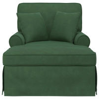 Produktbild för Chaise Lounge med Kjol med kudde 3 pcs Jungelgrön Kordread tyg