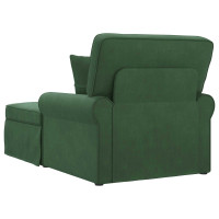Produktbild för Chaise Lounge med Kjol med kudde 3 pcs Jungelgrön Kordread tyg